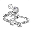Sterling Silver w/ CZ Ring - 2mm Band Width - Satin, 19mm Face Height - Clear CZ - Size: 4-8