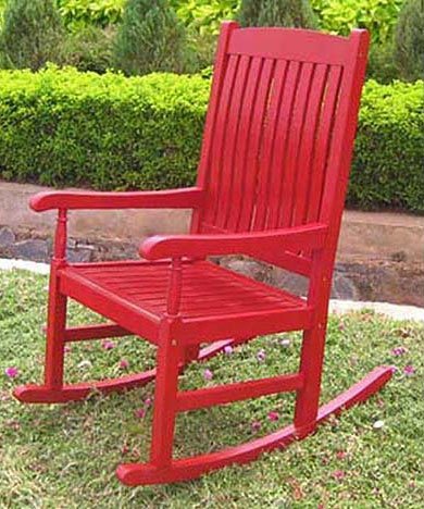 Traditional Porch Rocker (Red) (43.25H x 23.25W x 31.5D)