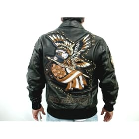 NEW ED HARDY AVIREX MEN'S LEATHER JACKET 
