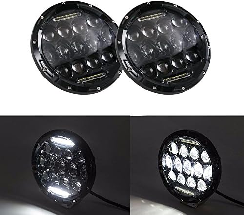 Otps 2pcs 7'' Inch Round 75w Headlight with DRL for Jeep Wrangler JK LJ TJ PHILIP LED Bulbs Daymaker Replacement High Low Beam Lights