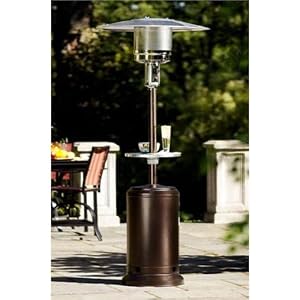 Garden Sun Tall Propane Patio Heater with Table - Hammered Gold (87")