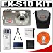 Casio Exilim EX-S10 (Silver) Digital Camera with NP-60 Battery + Case + Cameta Bonus Accessory Kit