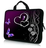 15.6″ Butterfly Heart Design Laptop Sleeve Neoprene Case Bag with Hidden Handle Handbag for 14 15 15.6 14″ 15″ Notebook