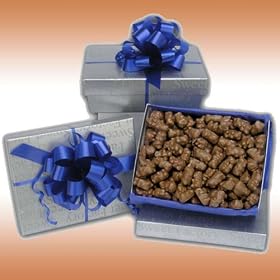Sweet Factory Candy: Milk Chocolate Covered Gummy Bear Silver Gift Box (1/2 Lb)