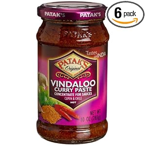 Patak's Vindaloo Curry Paste, Hot, 10-Ounce Glass Jars (Pack of 6) by Chicken Meat