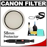 Canon 58mm Screw-in Protection Filter for EF 15mm, 100mm f/2 f/2.8, 18-55mm IS, 75-300mm III, 55-250mm IS, 70-300mm IS, 50mm f/1.4 USM Lenses + Accessory Kit