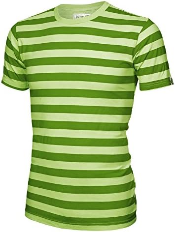 MBJ Mens Vintage Crew Neck Classic Striped Short Sleeve T Shirt M GREEN