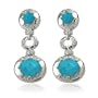 Platinum Plated Sterling Silver Chinese Turquoise and Diamond Accent Drop Earrings