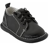 Wee Squeak Baby Toddler Little Boys Black Leather Lace up Shoes 3-12