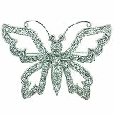 Sterling Silver Simulated Diamond cz pave Filigree Buterfly Pin