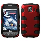 LG Optimus S (LS670) Fishbone Hybrid Shell Protector Cover Case - Red/Black ....