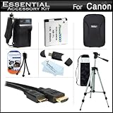 Essential Accessories Kit For Canon Powershot Elph 110 HS, Elph 320 HS Digital Camera Includes Extended Replacement (900 maH) NB-11L Battery + AC/DC Charger + Mini HDMI Cable + USB 2.0 Card Reader + Hard Case + 50" Tripod w/Case + Screen Protectors + More