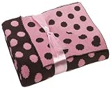 Elegant Baby Chocolate/Pink Dots Reversible Jacquard Knit Blanket 36 x 45