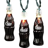 Set of 10 Retro-Style Coca-Cola Bottle Christmas Lights - Green Wire