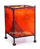 Moroccan Kazou Henna Candle Holder Orange