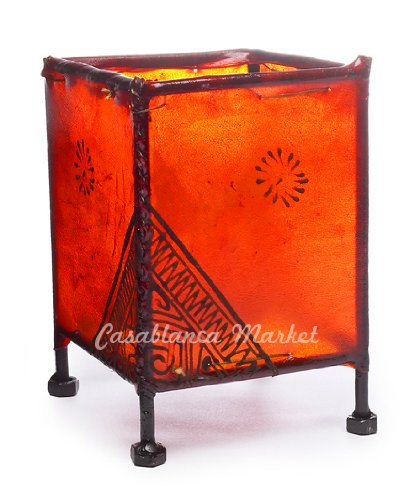 Moroccan Kazou Henna Candle Holder Orange
