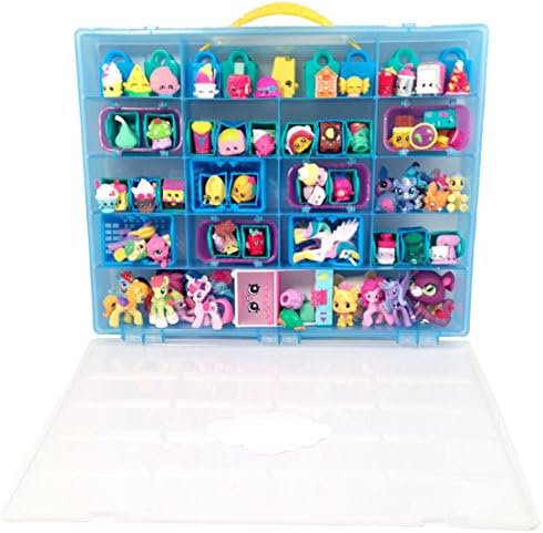 Blue Shopkins Compatible Storage Case, My KinBin Organizer for Shopkins, Portable Container, Fits Over 200 Toy Characters, Petkins, Sturdy, Lightweight Light Blue Carrying Case with Clear Top