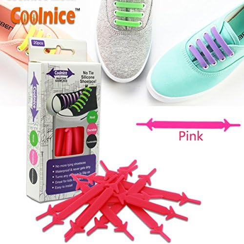 Coolnice Silicone Shoelaces Waterproof Never Gets Dirty For Kids to Elders No Tie Shoelaces-Pink Color