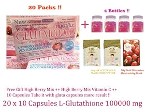 20 Packs Super Whitening Skin Gluta 100000. (Dietary Supplement From Switzerland.)antioxidants + Whitening + Reduces Scars + Acne Pits + Dark Sports + Freckles