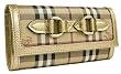 Burberry Haymarket Molly Gold Leather Envelope Wallet 3207022
