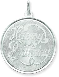 Sterling Silver Happy Birthday Disc Charm Pendant