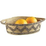 Zigzag Coiled Oval Bread Basket Tray Hand Woven African Home Decor