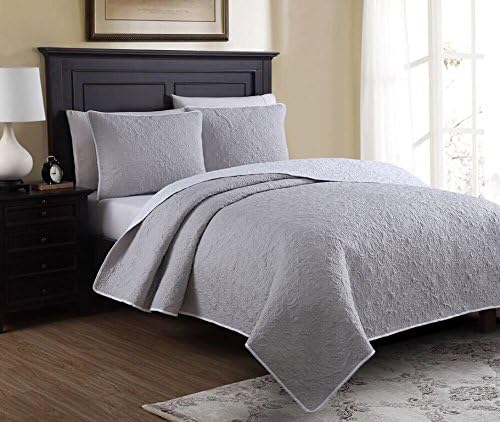 Estate Brand, Marseille Gray Pattern, Microfiber Quilt Bedding Set, Twin Size (133001)