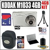 Kodak Easyshare M1033 10MP HD Digital Camera (Silver) + 4GB Accessory Bundle
