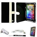 Black White Canvas Jacket Portfolio Cover Carrying Protective Case for HTC  ....