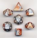 Polyhedral 7-Die Gemini Dice Set - Copper-Steel with White