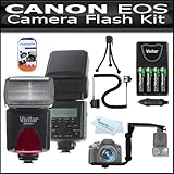 Canon EOS 7D 18 MP CMOS Digital SLR Camera Flash Kit Includes Vivitar DF-293 TTL LCD Bounce Zoom Swivel DSLR AF Flash w/LCD Display Includes Reflecting Plate And Wide Angle Flash Diffuser + E-TTL / E-TTL II Off-Camera Flash Sync Cord + Flash Bracket +