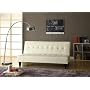 White Tufted Bi-cast Leather Adjustable Sofa Bed Futon