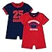 Wan-A-Beez Baby Boys' 2 Pack Graphic Short-Sleeve Romper - Red/Navy - Football - 12 Months