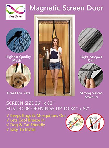 Premium Heavy Duty Mesh & Velcro Magnetic Screen Door Top-to-Bottom Seal - KEEP MOSQUITOES, BUGS and INSECTS OUT. Toddler And Pet Friendly - For Doors 36