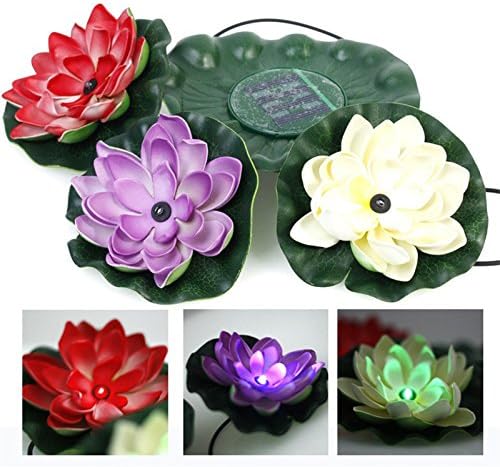 KELOMTECHNOLOGY Waterproof Solar Power Lotus Floating Light LED Pool Flower Night View Lamp Decoration Pool Garden Street