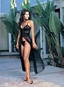 2Pc Soft Cup Lace Top Chiffon Gown, Includes Matching G-String