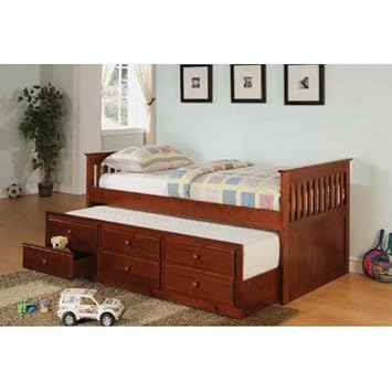 Day Bed with Trundle Mission Style in Cherry Finish