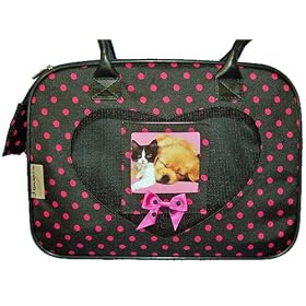 Designer Dog Carriers -Black W/pink Polka Dots