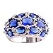 Psiroy 925 Sterling Silver Stunning Created Gorgeous Women's 6mm*4mm & 5mm*7mm Oval Cut Sapphire Charms Filled Ring