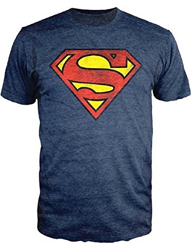 Superman Logo Shield Heathered Navy Slim-Fit T-Shirt
