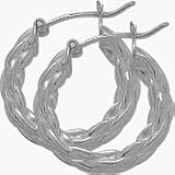 Woven Style Genuine Sterling Silver Hoop Earrings