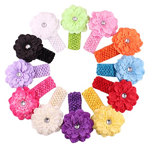 Qandsweet Baby Girl s Headbands Peony Flower (12 Pack)