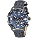 SO&amp;CO New York Men's 'Monticello' Quartz Metal and Leather Sport Watch, Color:Blue (Model: 5279.3)