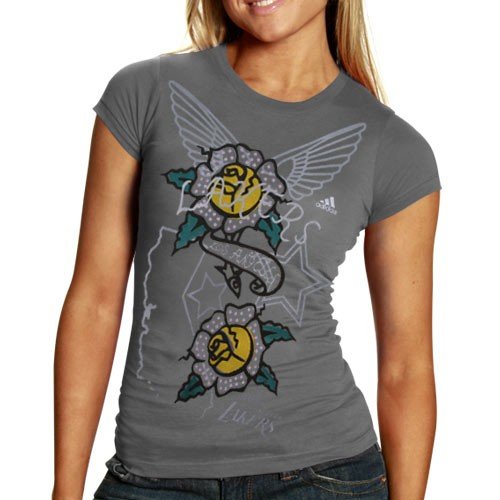 adidas Los Angeles Lakers Ladies Dark Gray Lady Ink Premium T-shirt (Large)
