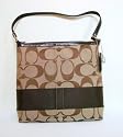 Authentic Coach Signature Stripe Convertible Shoulder Bag 13674 Kha/mah