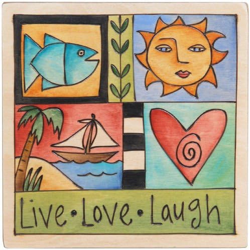Sticks Furniture - Assorted Wood Square Plaques 7" x 7" PLQ001 (Live Love Laugh)