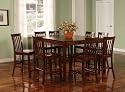 9pcs Contemporary Walnut Counter Height Dining Table & 8 Stools Set