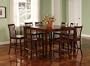 9pcs Contemporary Walnut Counter Height Dining Table & 8 Stools Set