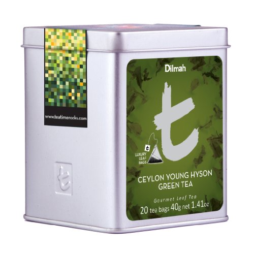 Dilmah Tea, Ceylon Young Hyson Green Tea, 20-Count Luxury Leaf Teabags (Pack of 2)