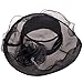 Vbiger Women's Summer Flat Large Wide Brim Gauze Kentucky Derby Sun Hat (Black)